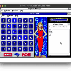 Image of a computer game with letters on a 6x6 grid.