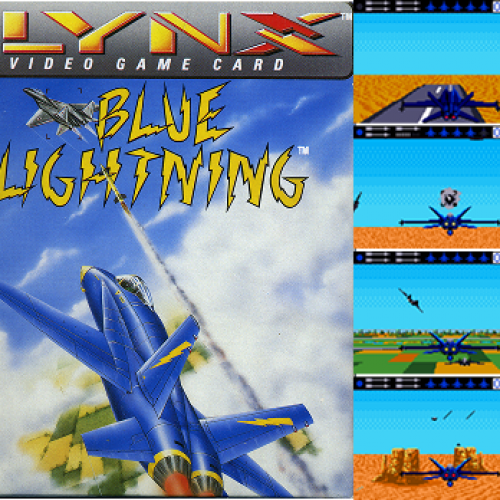 Blue Lightning product box with four in-game screenshots